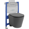 Mexen Rico ensemble encastré WC châssis Fenix XS-U avec cuvette WC et abattant à descente progressive, gris foncé mat