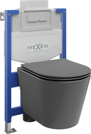 Mexen Rico Ënner-Putz-Set WC Gestell Fenix XS-U mat WC-Schossel an lues zoumaachendem Deckel, donkelgroe Matte - 68530724071