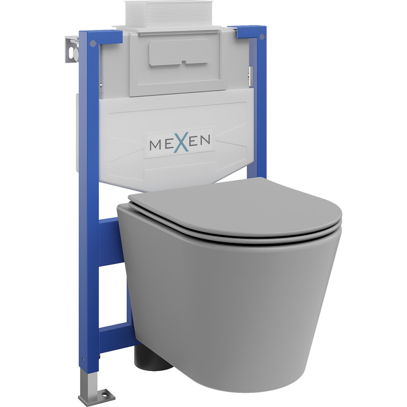 Mexen Rico ugradbeni WC set okvir Fenix XS-U s WC školjkom i sjedalom s mekanim zatvaranjem, svijetlosiva mat - 68530724061