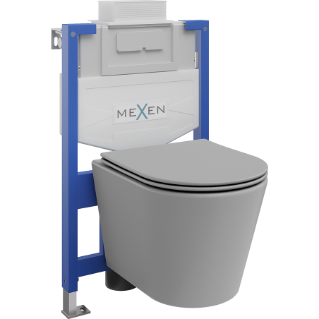 Mexen Rico inbyggnadstoalettstativ Fenix XS-U med WC-skål och mjuksits, ljusgrå matt - 68530724061