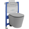 Mexen Rico iestrādājamais WC komplekts Fenix XS-U ar tualetes podu un lēni krītošu vāku, gaiši pelēks matēts