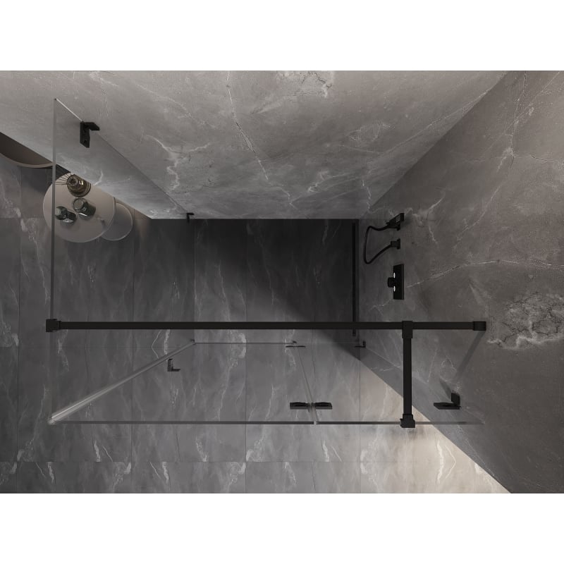 Mexen Lunar T kabina prysznicowa uchylna prawa 70 x 90 cm, transparent, czarna - 834T-070-090-70-00-P