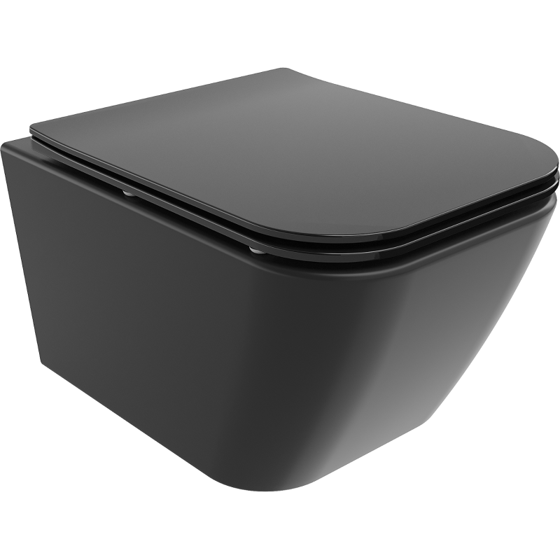 Mexen Madox WC-Becken Rimless mit Soft-Close Slim-Sitz, Duroplast, Schwarz Matt - 30154070