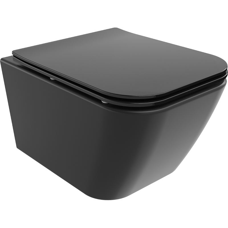 Mexen Madox wc kom met Rimless en softclose slanke zitting, duroplast, mat zwart - 30154070