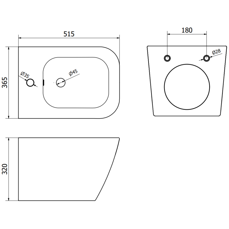 Mexen Madox bidet wiszący, czarna mat - 35155170