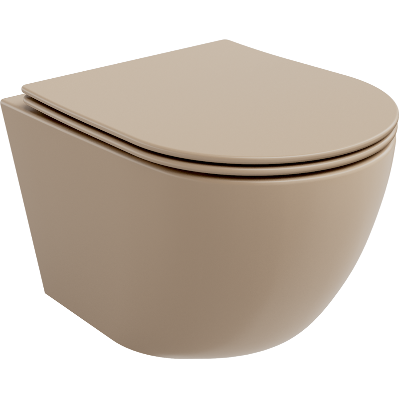 Mexen Lena miska wc Rimless z deską wolnoopadającą slim, duroplast, cappuccino mat - 30224064