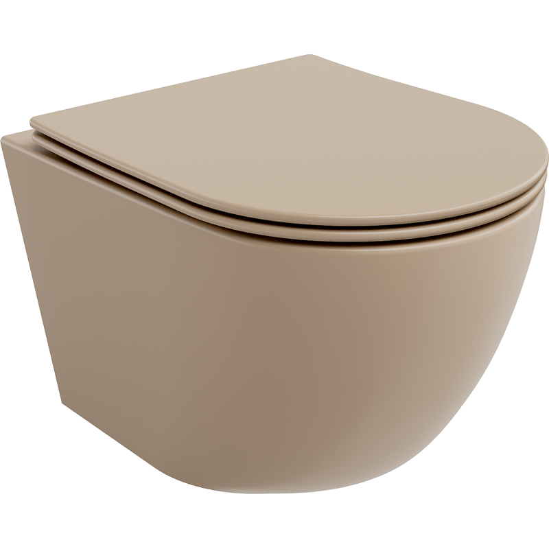 Mexen Lena wc-pot Rimless met langzaam dalende slim zitting, duroplast, cappuccino mat - 30224064