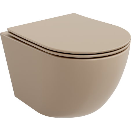 Mexen Lena wc-pot Rimless met langzaam dalende slim zitting, duroplast, cappuccino mat - 30224064