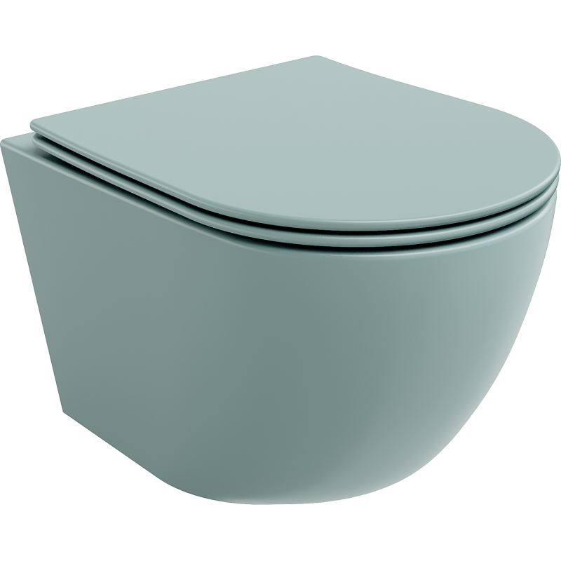 Mexen Lena cuvette WC sans rebord avec abattant à descente lente slim, duroplast, vert mat clair - 30224048