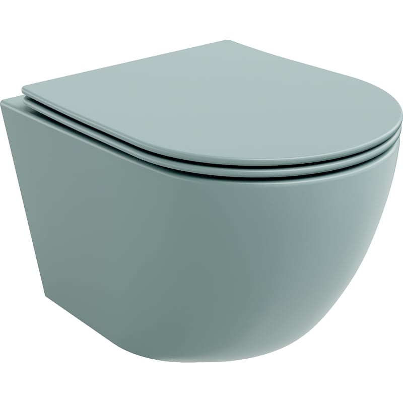 Mexen Lena Rimless toilet bowl with soft-close slim seat, duroplast, light green matte - 30224048