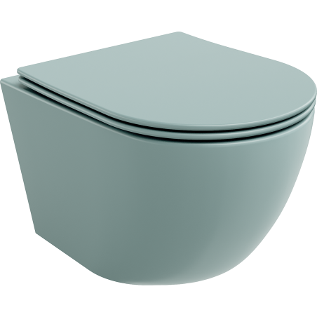 Mexen Lena Rimless Toilet Bowl with Slow-Close Slim Seat, Duroplast, Light Green Matte - 30224048