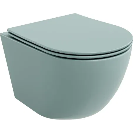 Mexen Lena wc-kulho Rimless hidastuvalla slim-kannella, duroplast, vaalea mattavihreä - 30224048