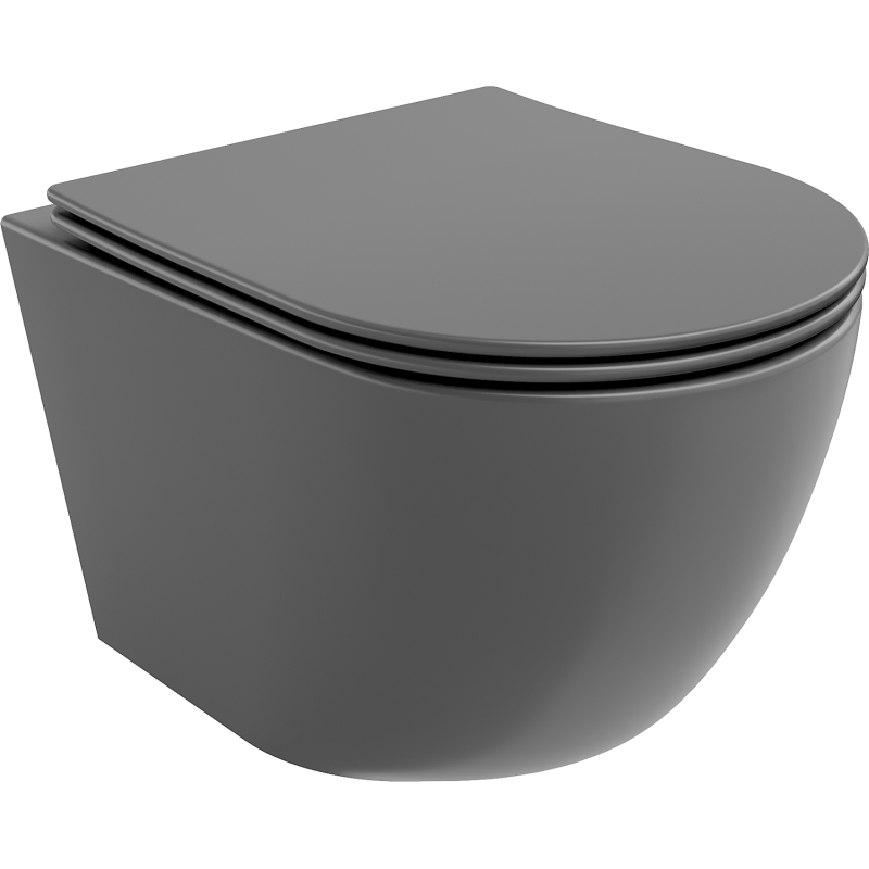 Mexen Lena wc-kom Rimless met soft-close slanke zitting, duroplast, donkergrijs mat - 30224071