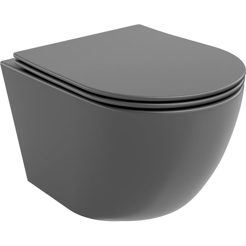 Mexen Lena WC-skål Rimless med slim mjukstängande sits, duroplast, mörkgrå matt - 30224071