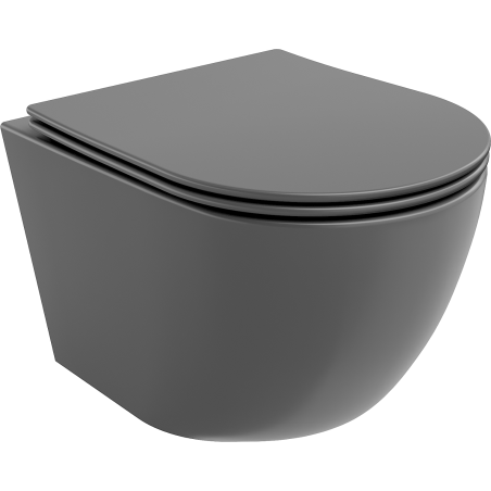 Mexen Lena inodoro Rimless con asiento de cierre suave slim, duroplast, gris oscuro mate - 30224071