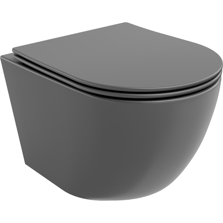 Mexen Lena WC-skål Rimless med slim mjukstängande sits, duroplast, mörkgrå matt - 30224071