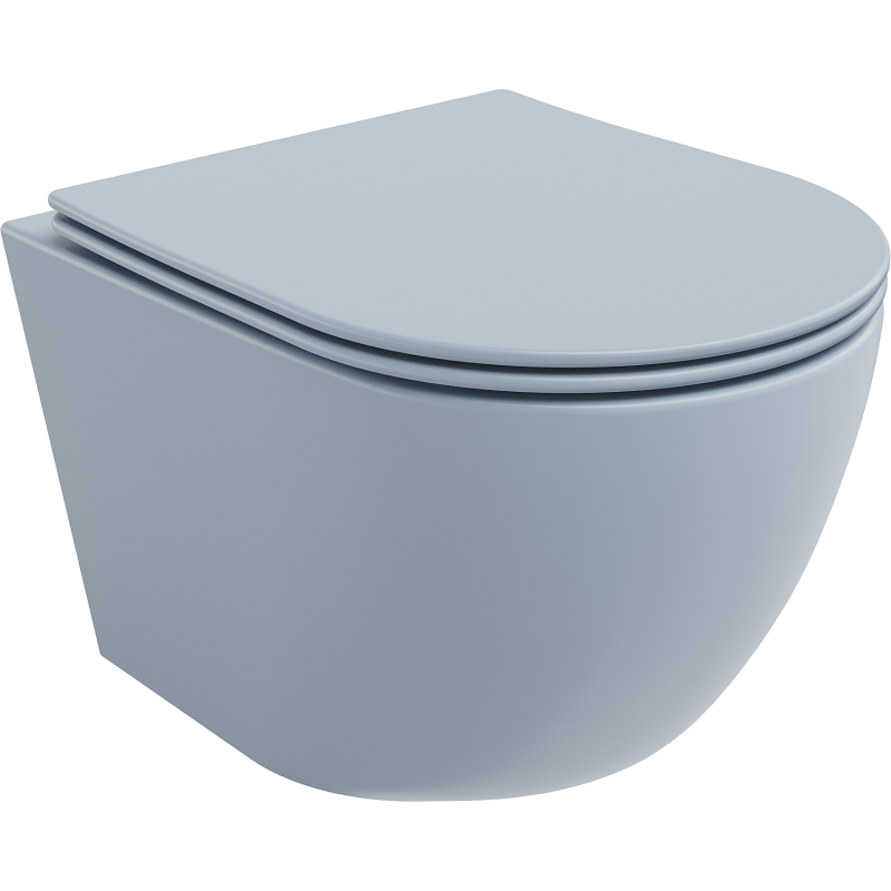 Mexen Lena cuvette WC Rimless avec abattant à fermeture lente slim, duroplast, gris-bleu mat - 30224069