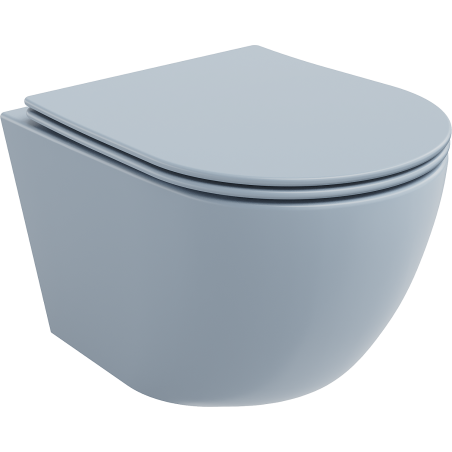 Mexen Lena cuvette WC Rimless avec abattant à fermeture lente slim, duroplast, gris-bleu mat - 30224069