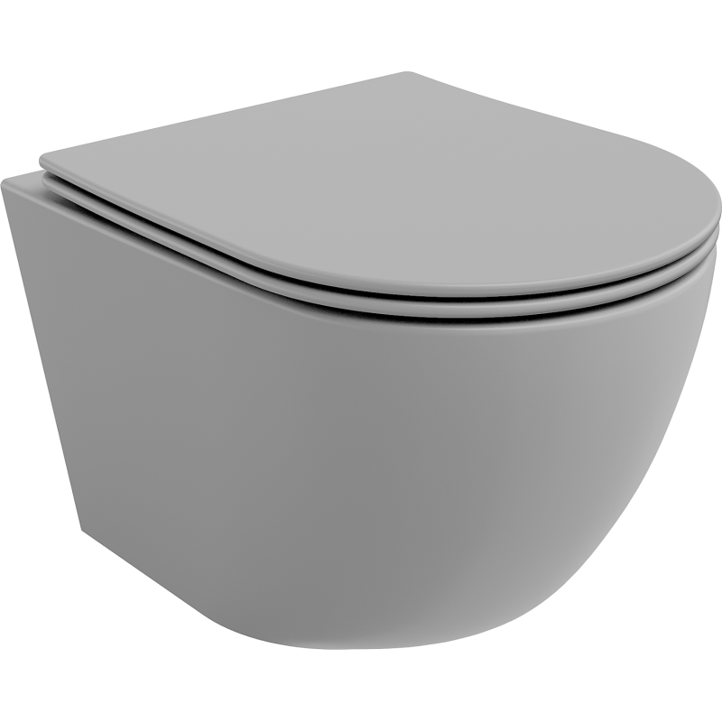 Mexen Lena WC-Becken Rimless mit langsam schließendem Slim-Sitz, Duroplast, hellgrau matt - 30224061