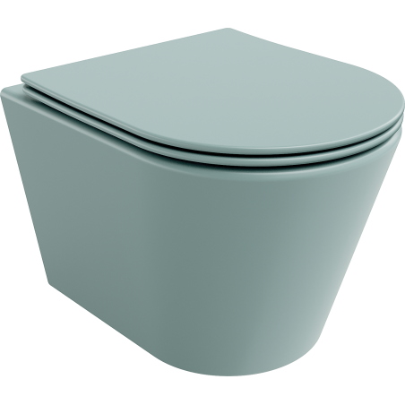 Mexen Rico rimloze wc-pot met langzaam sluitende dunne zitting, duroplast, lichtgroen mat - 30724048