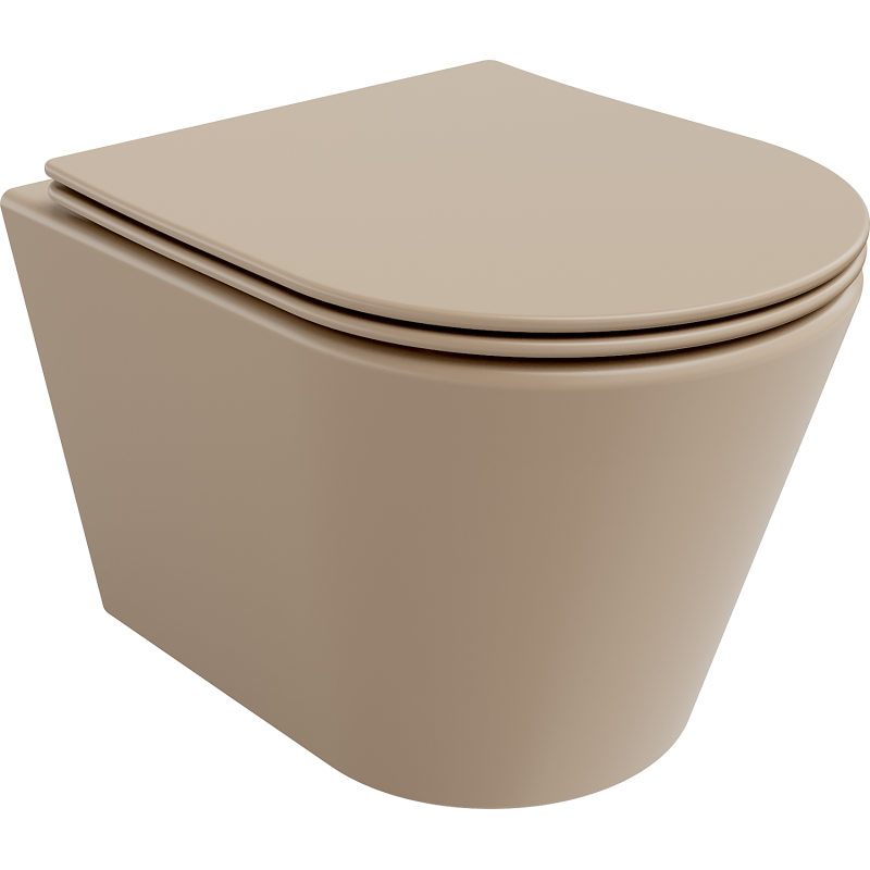 Mexen Rico miska wc Rimless z deską wolnoopadającą slim, duroplast, cappuccino mat - 30724064