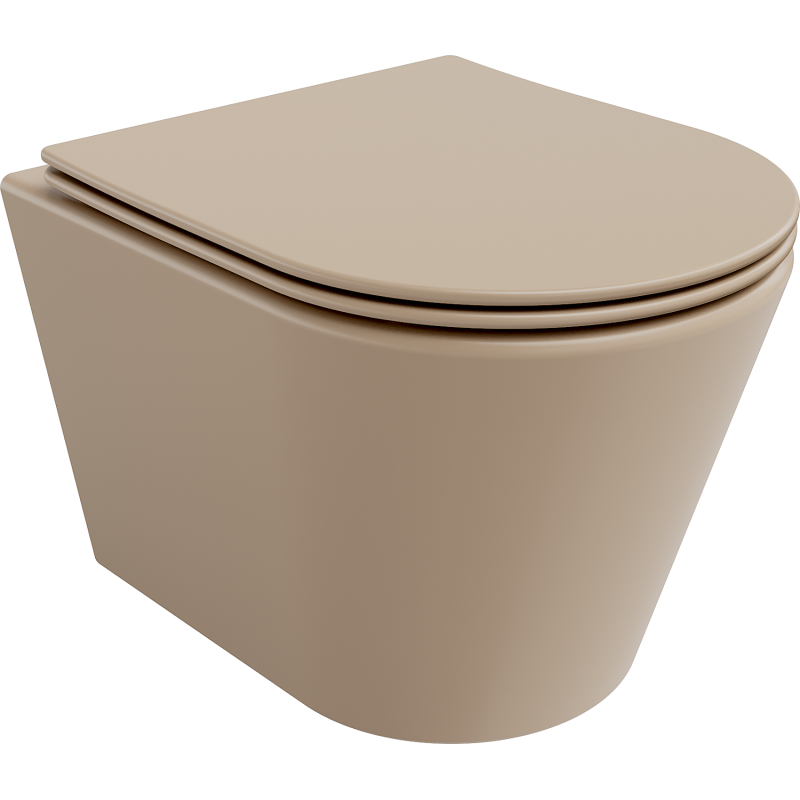 Mexen Rico rimloze wc-pot met slim softclose zitting, duroplast, mat cappuccino - 30724064