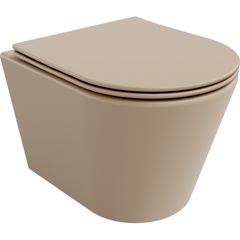 Mexen Rico taza wc Rimless con asiento de cierre suave slim, duroplast, cappuccino mate - 30724064
