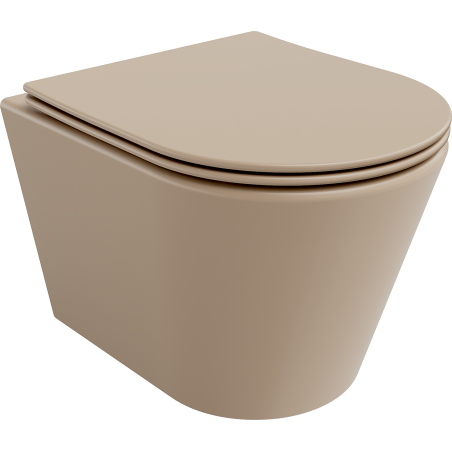 Mexen Rico inodoro suspendido sin reborde con asiento abatible lento slim, duroplast, cappuccino mate - 30724064