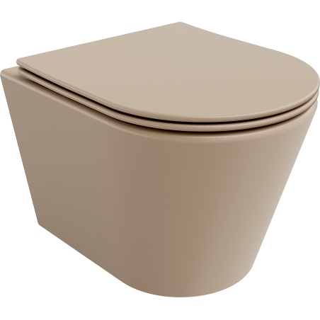 Mexen Rico Rimless WC-skål med mjukstängande tunn sits, duroplast, matt cappuccino - 30724064
