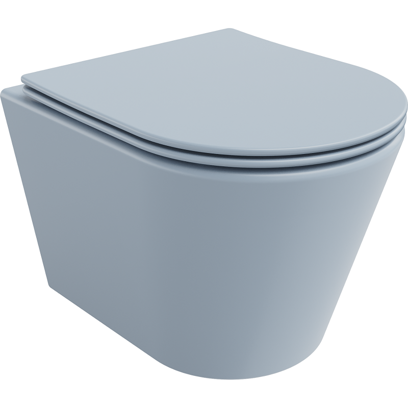 Mexen Rico cuvette WC sans bride avec abattant à descente lente slim, duroplast, gris-bleu mat - 30724069