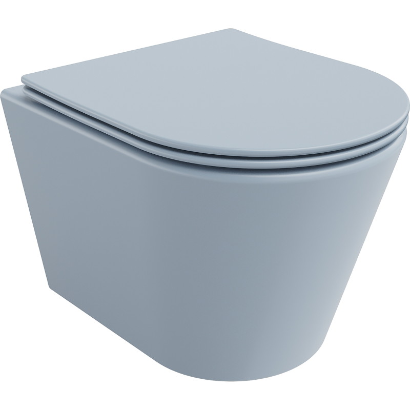 Mexen Rico Rimloze wc-pot met zacht sluitende slanke zitting, duroplast, grijs-blauw mat - 30724069