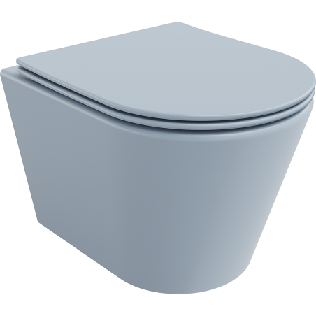 Mexen Rico Rimless toilet bowl with soft-close slim seat, duroplast, gray-blue matte - 30724069