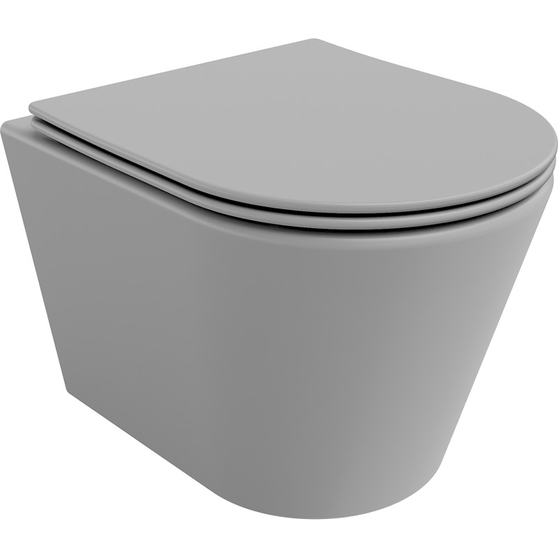 Mexen Rico Rimless WC pott aeglaselt sulguva slim istmega, duroplast, helehall matt - 30724061