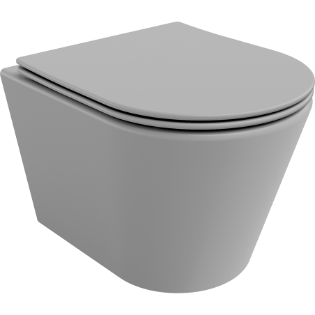Mexen Rico cuvette WC sans rebord avec abattant slim à descente progressive, duroplast, gris clair mat - 30724061