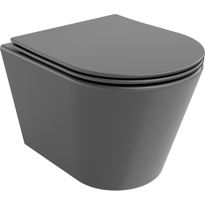 Mexen Rico Rimless WC-skål med sakta stängande slim sits, duroplast, mörkgrå matt - 30724071