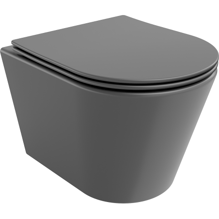 Mexen Rico cuvette WC Rimless avec abattant slim à descente lente, duroplast, gris foncé mat - 30724071