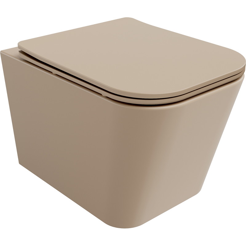 Mexen Teo Rimless WC pott aeglaselt sulguva õhukese duroplastist kaanega, matt cappuccino - 30854064