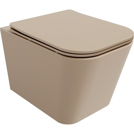 Mexen Teo Rimless WC Bowl with Soft-Close Slim Seat, Duroplast, Matte Cappuccino - 30854064