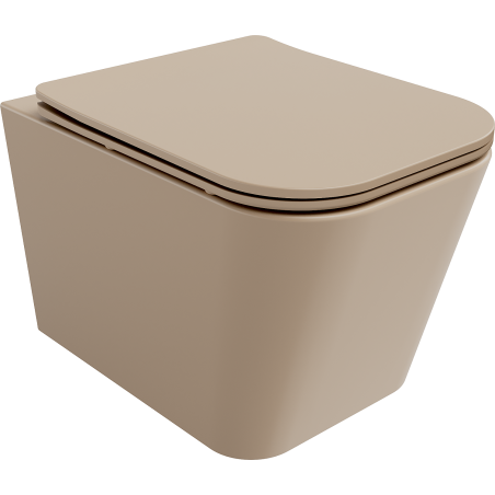 Mexen Teo Rimless WC pott aeglaselt sulguva õhukese duroplastist kaanega, matt cappuccino - 30854064