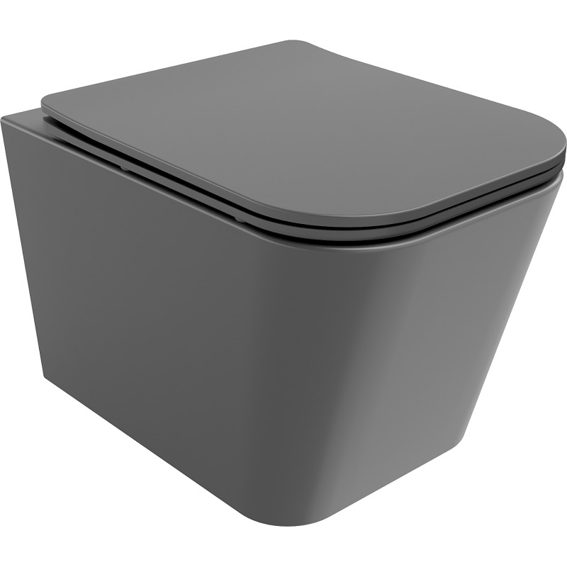 Mexen Teo rimless wc-pott aeglaselt sulguva õhukese duroplastist potikaanega, tumehall matt - 30854071