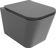 Mexen Teo Rimless Toilet Bowl with Soft-Close Slim Seat, Duroplast, Dark Grey Matte - 30854071