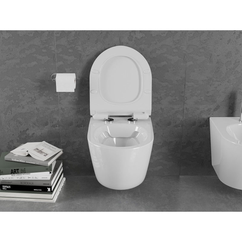 Mexen Lena WC-Schüssel Rimless mit sanft schließender Slim-Sitz, Duroplast, weiß glänzend - 30224000