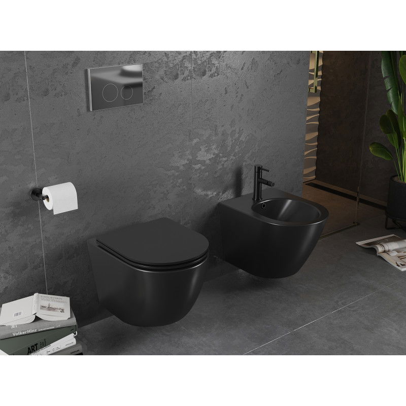 Mexen Lena WC školjka Rimless, črna mat - 3322XX85