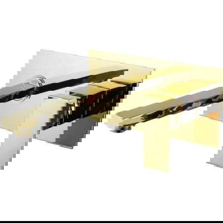 Mexen Cube μπαταρία νιπτήρα επιτοίχια, χρυσή - 73115-50