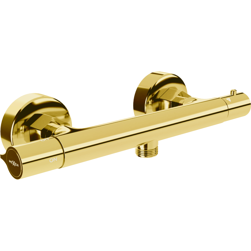 Mexen Slim thermostatic shower mixer, gold - 77105-50