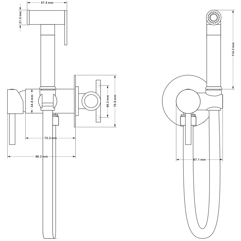 Mexen Elba recessed bidet tap with point set, chrome - 7599250-00