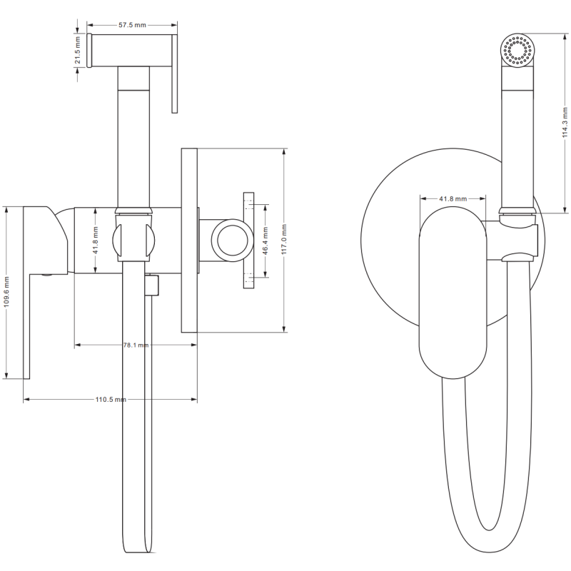 Mexen Milo recessed bidet tap with point set, chrome - 7599350-00