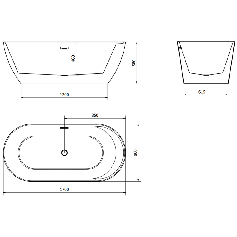 Mexen Laura Freestanding Bathtub 170 x 80 cm, White - 53401708000