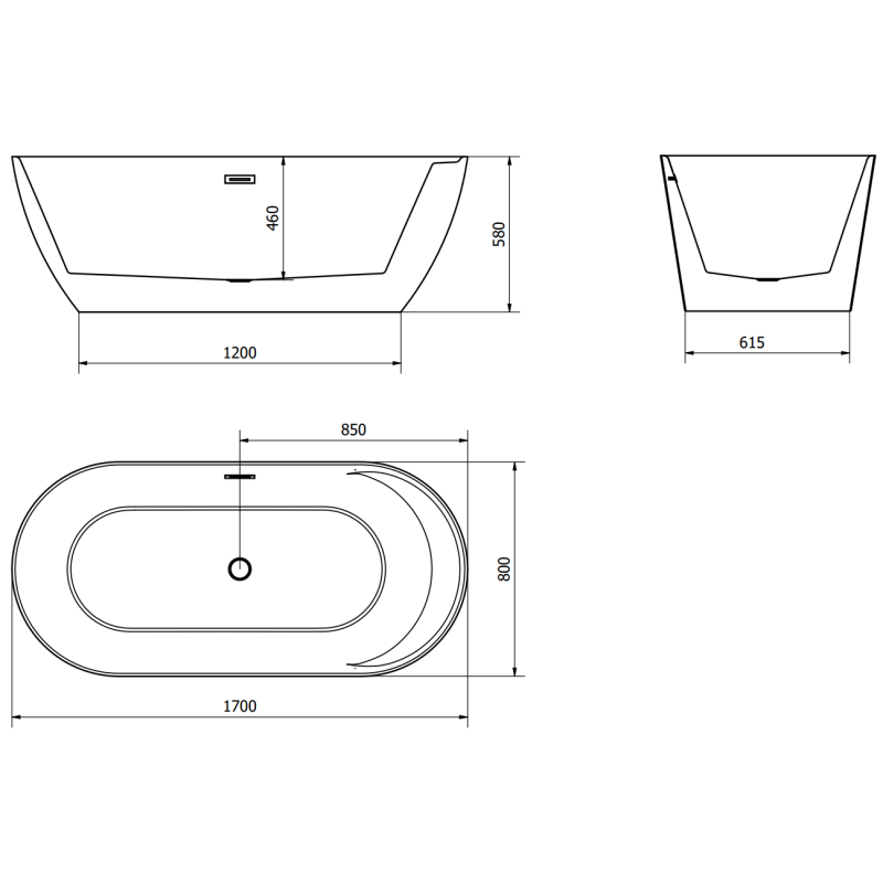 Mexen Laura μπανιέρα ελεύθερης τοποθέτησης 170 x 80 cm, λευκή - 53401708000