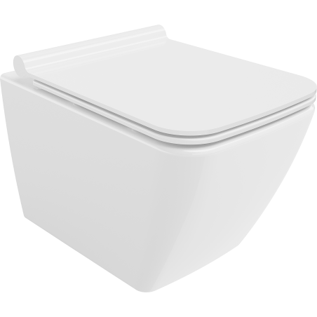 Mexen Vega rimless WC-pott aeglaselt sulguva õhukese duroplast-kaanega, läikiv valge - 30654000